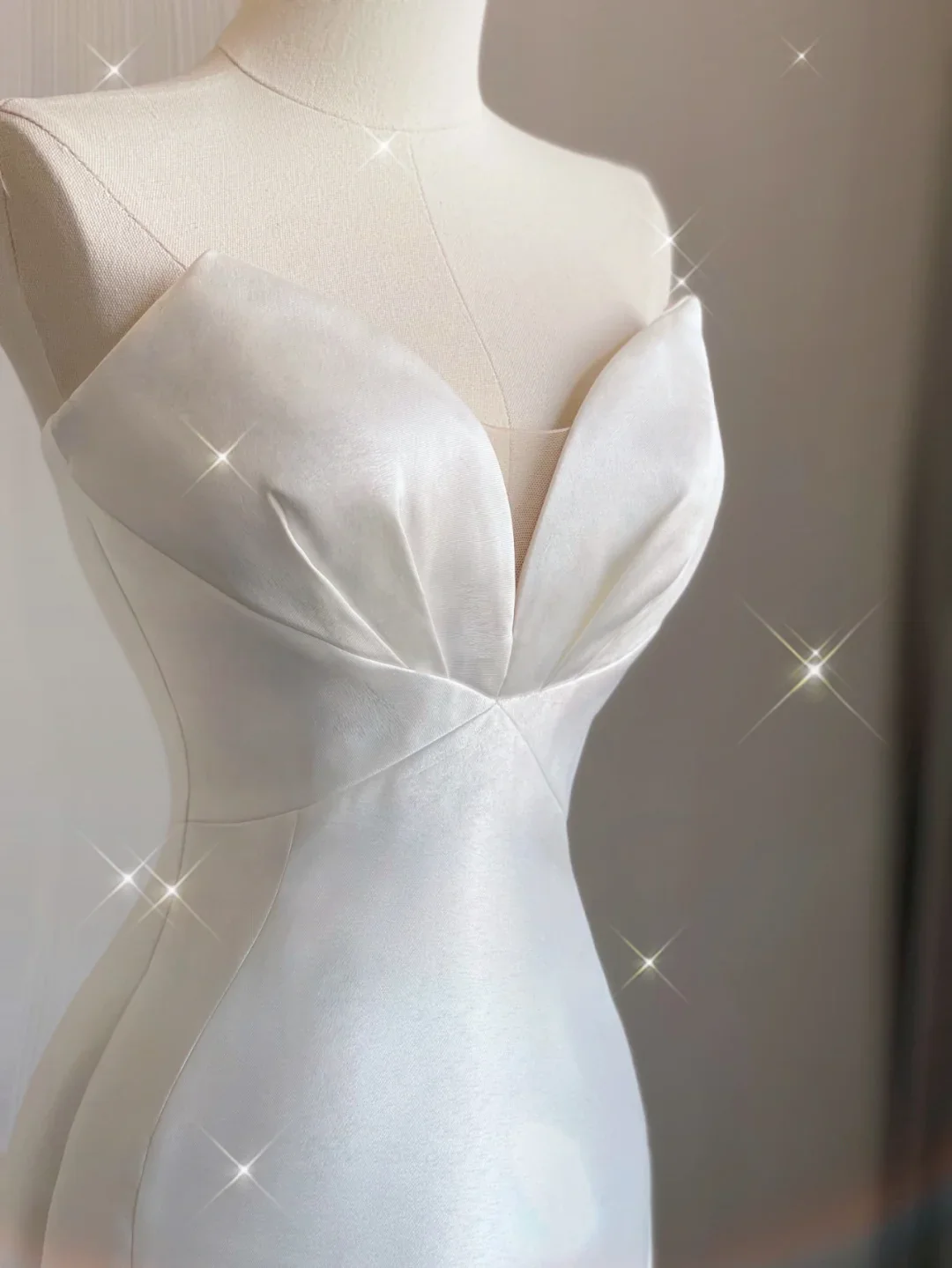 Simple Mermaid Sweetheart Neckline Long Satin White Wedding Dresses Brides Dress DP356 - Deanwangkt