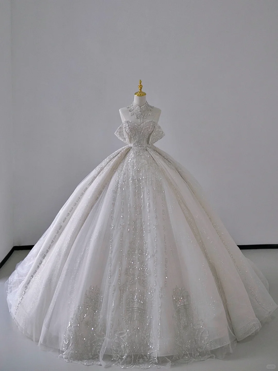 Timeless Ball Gown Off The Shoulder Short Sleeves Long Satin White Sweep Train Wedding Dresses Brides Dress DP503 - Deanwangkt