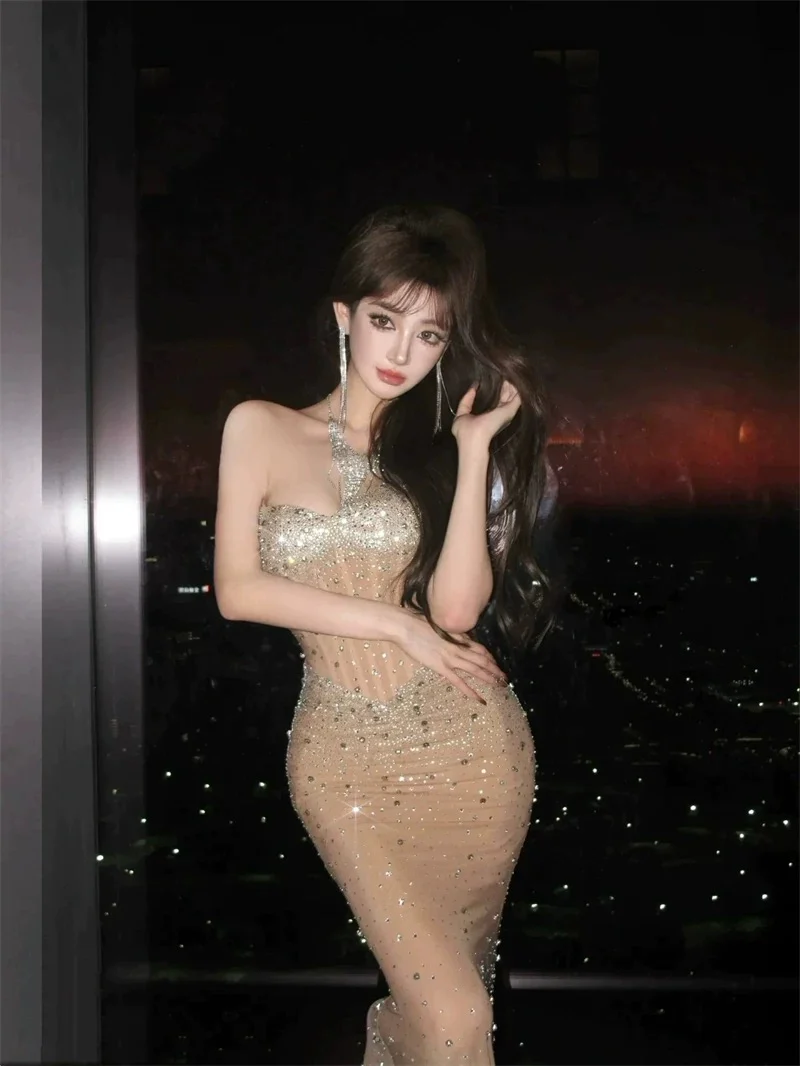 Elegant Mermaid Sweetheart Champagne Sleeveless Long Evening Party Gowns Evening Formal Dresses Prom Dress W905 - Deanwangkt