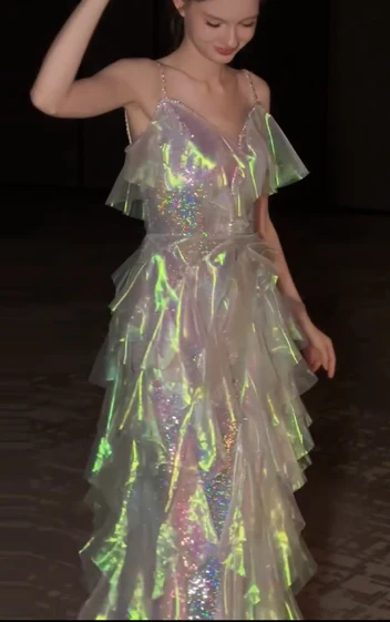 Modest Spaghetti Strap A-line Tulle Long Prom Dresses, Sleeveless Formal Evening Dresses DP3063 - Deanwangkt