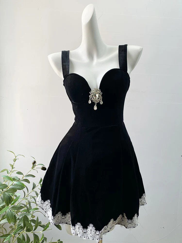 Cute A line Short Homecoming Dress Summer Black Little Black Dress Hoco Dresses Cocktail Dress For Senior Teens DP1776 - Deanwangkt
