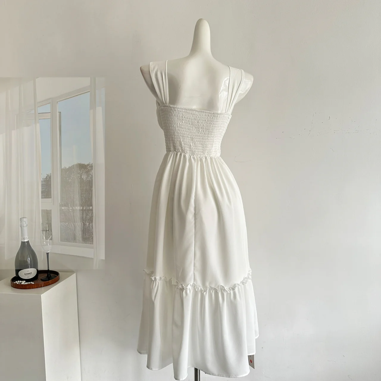 Sexy A Line Straps White Summer Dress Holiday Party Outfits For Women DP0115 - Deanwangkt