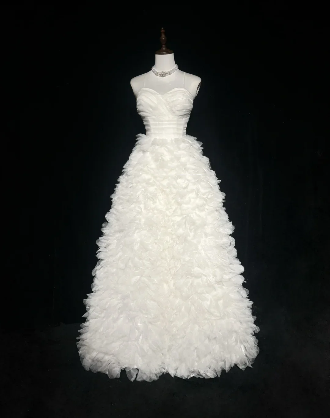 Vintage Wedding Dress 1970s Ball Gown Spaghetti Straps Tulle White Long Wedding Dresses Bridal Gowns Elegant Brides Gown DH565 - Deanwangkt