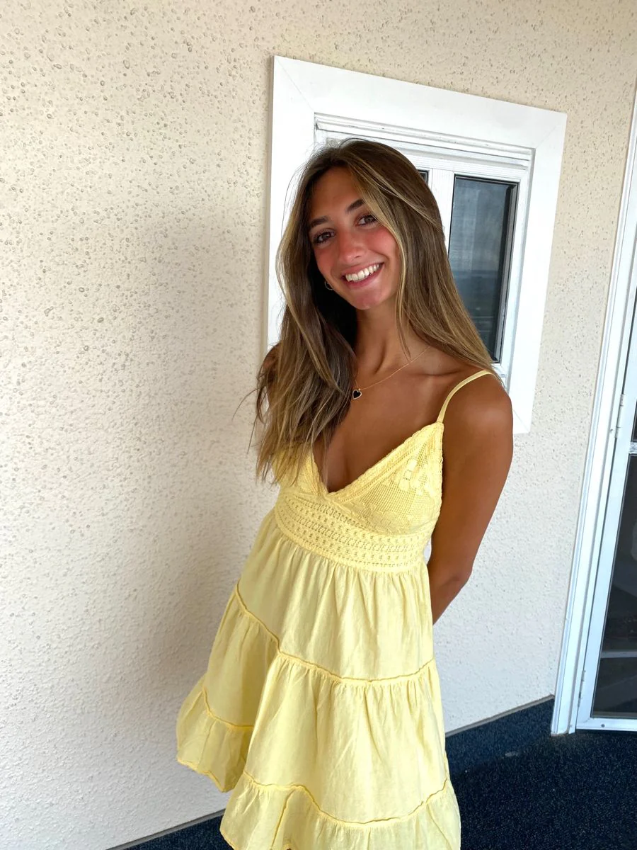 Simple A line Spaghetti Straps Yellow Homecoming Dress Summer Hoco Dresses Cocktail Dress DP1924 - Deanwangkt