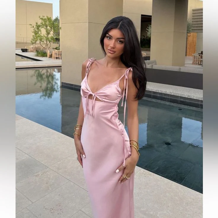 Pretty Sheath Straps Pink Night Dinner Evening Dresses Formal Summer Wedding Guest Dresses Wedding Guest Outfits W0151 - Deanwangkt