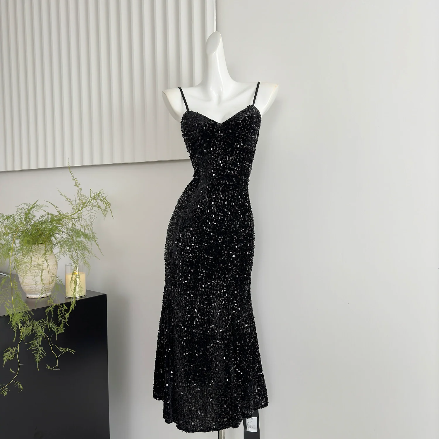 Sexy Mermaid Spaghetti Straps Sequin Birthday Party Dress Summer Holiday Outfits For Women DP0131 - Deanwangkt