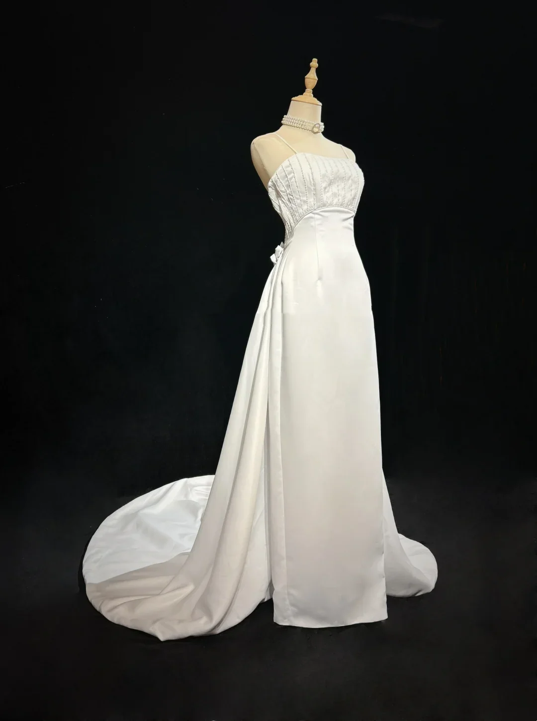 Vintage Bridal Gown 1960s Sheath Spaghetti Straps Satin White Long Summer Autumn Wedding Dresses Elegant Bridal Gowns DH671 - Deanwangkt