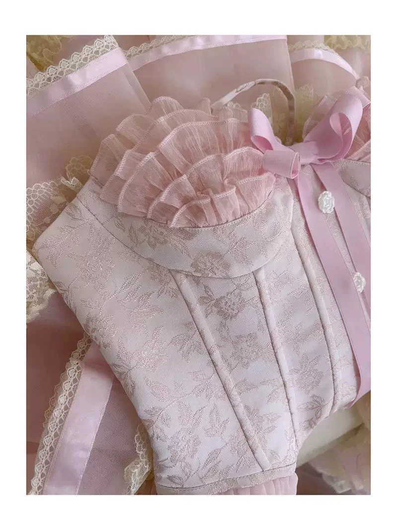 Trendy Ball Gown Spaghetti Straps Pink Lace Sleeveless Formal Short 8th Grade Homecoming Dress Summer Middle School Hoco Dresses Cocktail Dress Birthday Outfits W927 - Deanwangkt