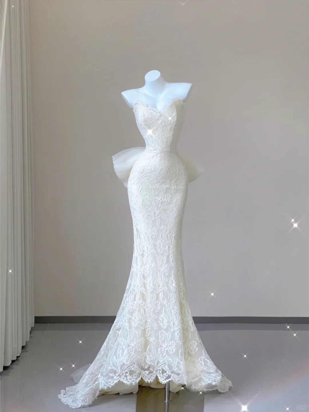 Unique Mermaid Sweetheart White Lace Long Wedding Dresses Brides Dress P0028 - Deanwangkt