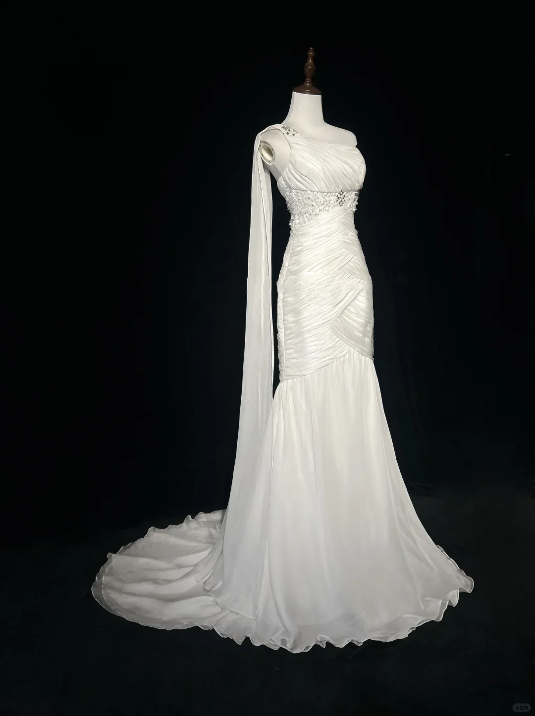 Vintage Bridal Gown Mermaid One Shoulder White Long Wedding Dresses Minimalist Bridal Gowns DP1838 - Deanwangkt