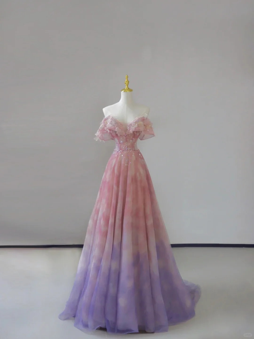 Fairy-tale A Line Off The Shoulder Pink Tulle Long Prom Dresses Evening Dresses DP501 - Deanwangkt