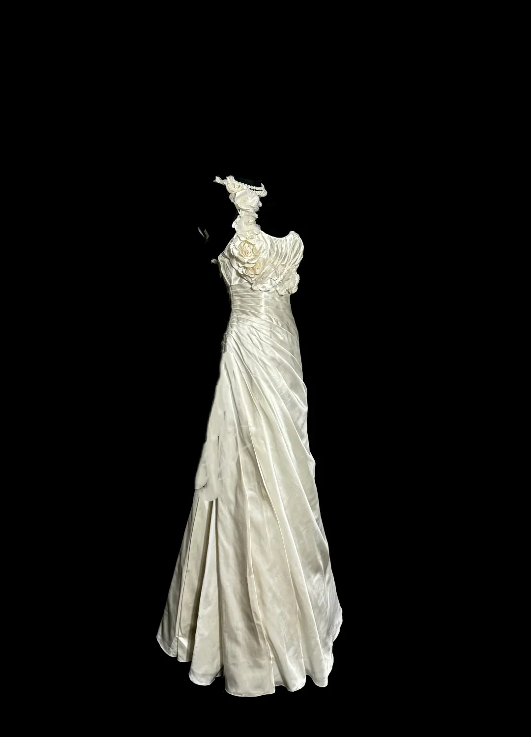 Vintage Bridal Dress A line One Shoulder Ivory Satin Long Wedding Dress Simple Wedding Dresses Modest Wedding Gowns W876 - Deanwangkt