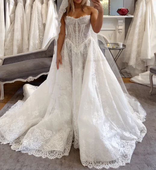 Modest Bridal Gown Ball Gown Strapless White Lace Long Summer Autumn Wedding Dresses Elegant Bridal Gowns DH853 - Deanwangkt