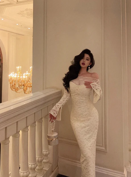 Classy Sheath White Lace Off The Shoulder 18th Birthday Dress Party Gown 18th Birthday Outfits Birthday Dress Ideas For Women DP572 - Deanwangkt