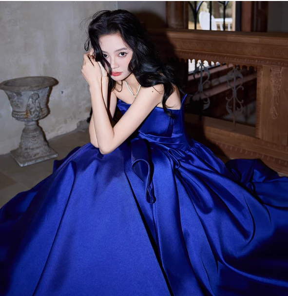 Elegant Strapless A-Line Evening Dresses, Royal Blue Formal Dresses DP2995 - Deanwangkt