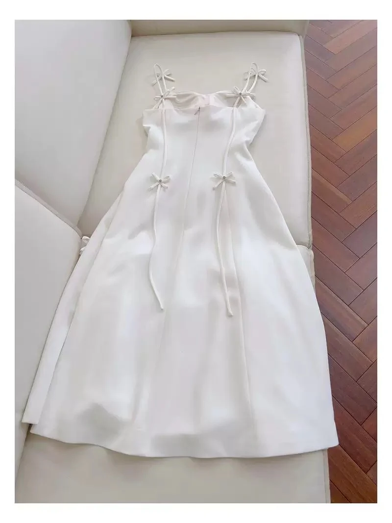 Elegant A Line Spaghetti Straps White Satin Sleeveless Long Evening Party Gowns Evening Formal Dresses Prom Dress W915 - Deanwangkt