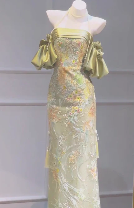 Elegant Sheath Off-the-shoulder Long Evening Gowns Satin Embroidered Applique Beading Special Formal Dresses Prom Dresses DP2779 - Deanwangkt