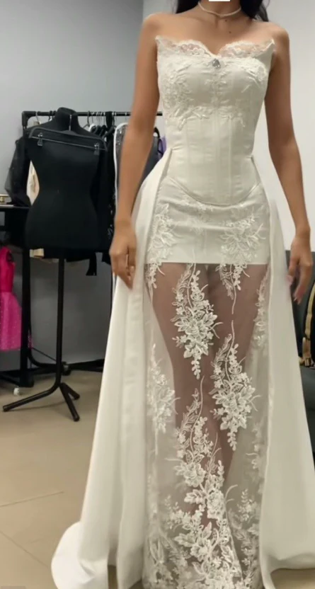 Princess Bridal Dress Sheath Sweetheart Sleeveless Lace White Wedding Dresses Pretty Bridal Gowns DH955 - Deanwangkt