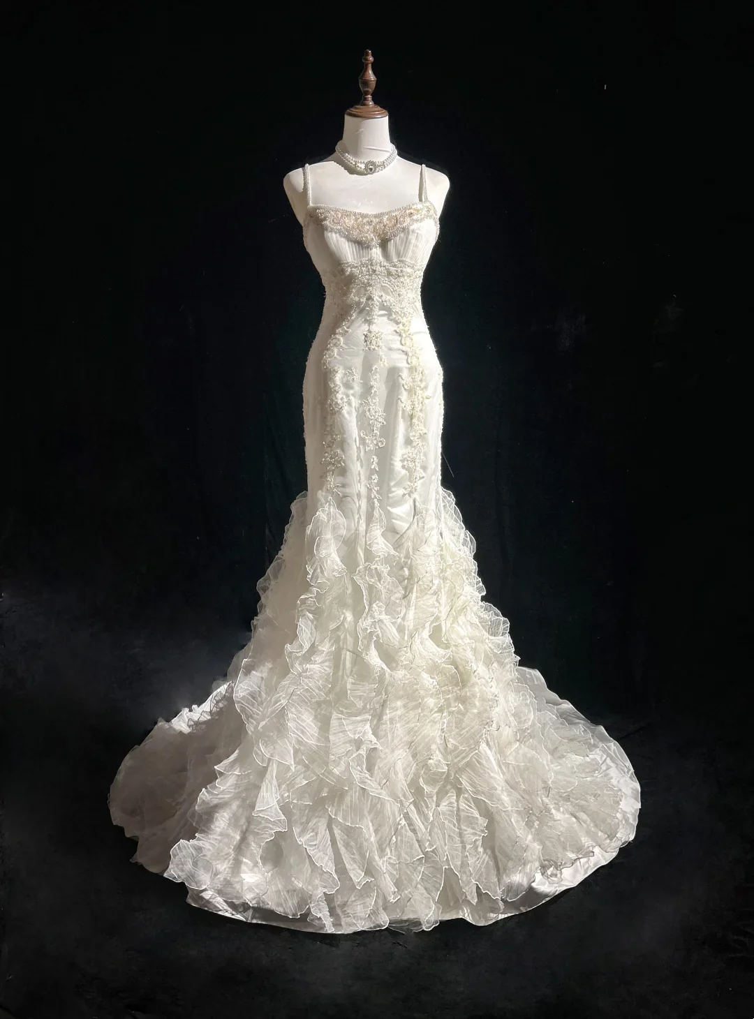 Retro Wedding Dress 1950s 1940s Mermaid Spaghetti Straps Tulle Long Wedding Dresses Bridal Gowns Elegant Brides Gown DH561 - Deanwangkt