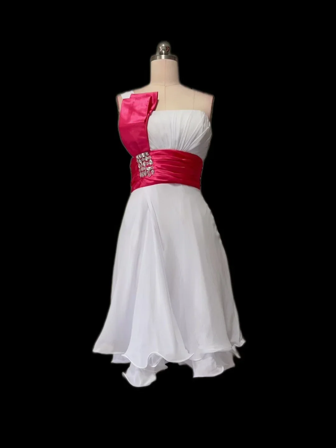 Retro A Line Strapless White Chiffon Formal Homecoming Dresses 18th Birthday Outfits Graduation Dress Short Mini Hoco Dresses DH2568 - Deanwangkt