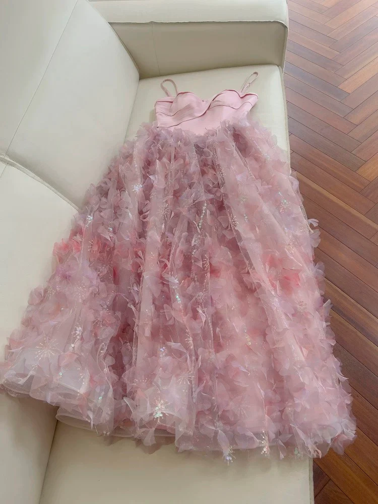 Elegant A line Spaghetti Straps Pink Long Evening Party Gowns Evening Formal Dresses Prom Dress W881 - Deanwangkt