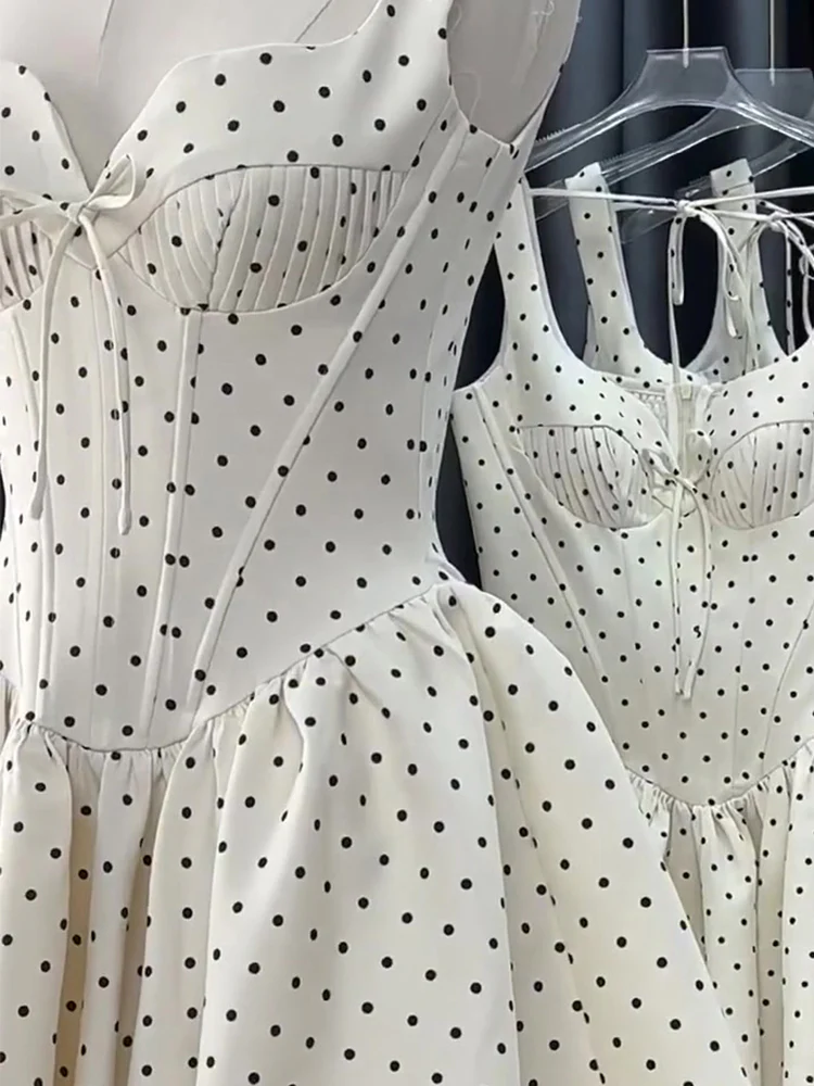 Cute A line Sweetheart Black Polka Dots Short Satin Formal Homecoming Dresses Party Graduation Dress Hoco Dresses DH2751 - Deanwangkt