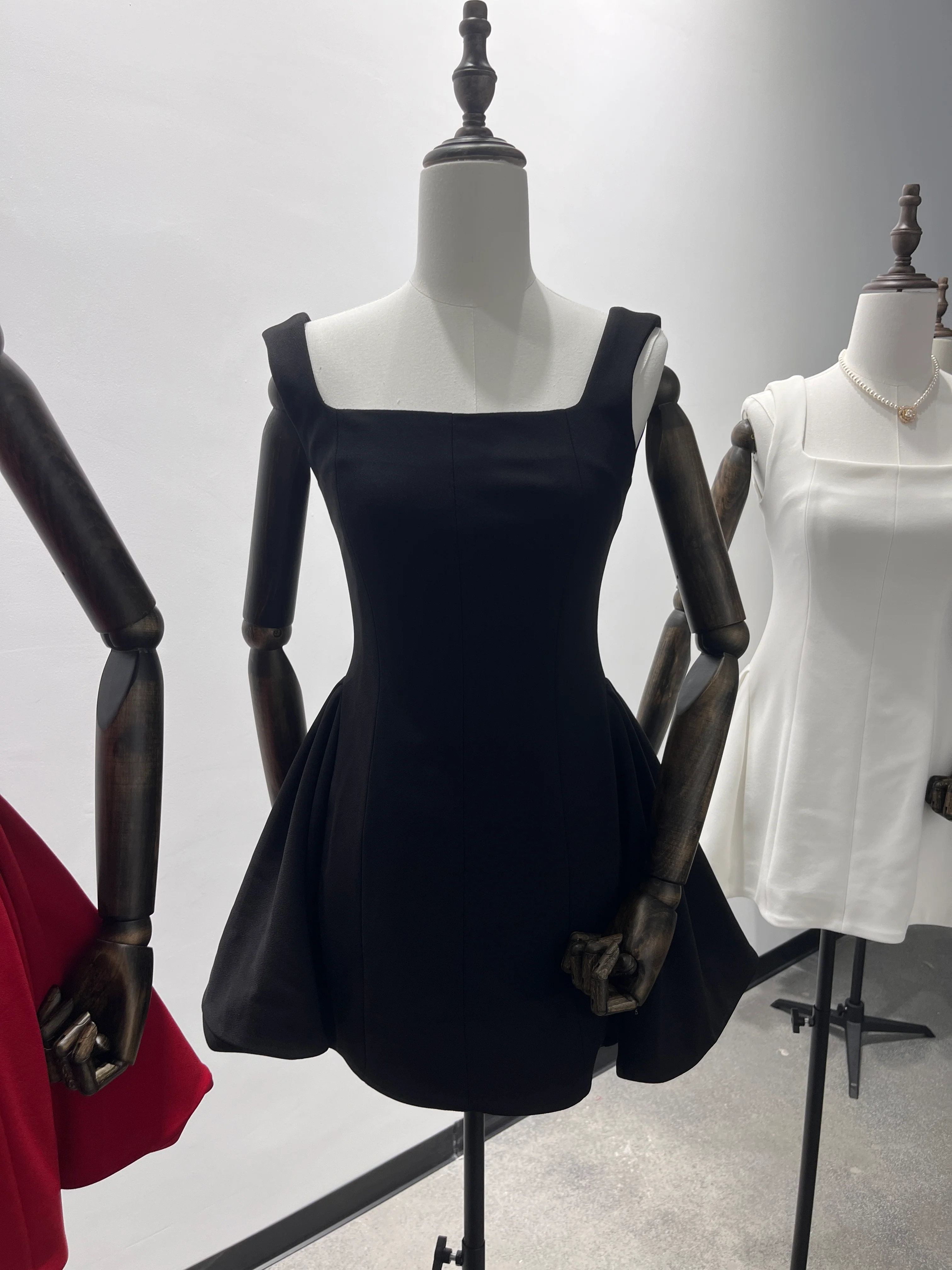 Simple A line Square Neck Black Short Homecoming Dress Summer Hoco Dresses Mini Cocktail Dress DH2472 - Deanwangkt