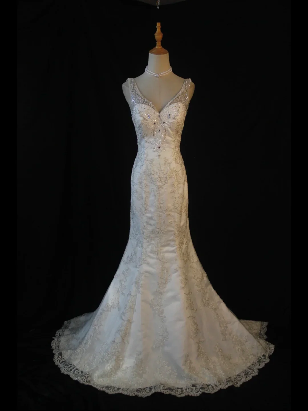 Vintage Wedding Dress 1970s Mermaid V Neck White Lace Long Wedding Dresses Bridal Gowns Elegant Brides Gown DH578 - Deanwangkt