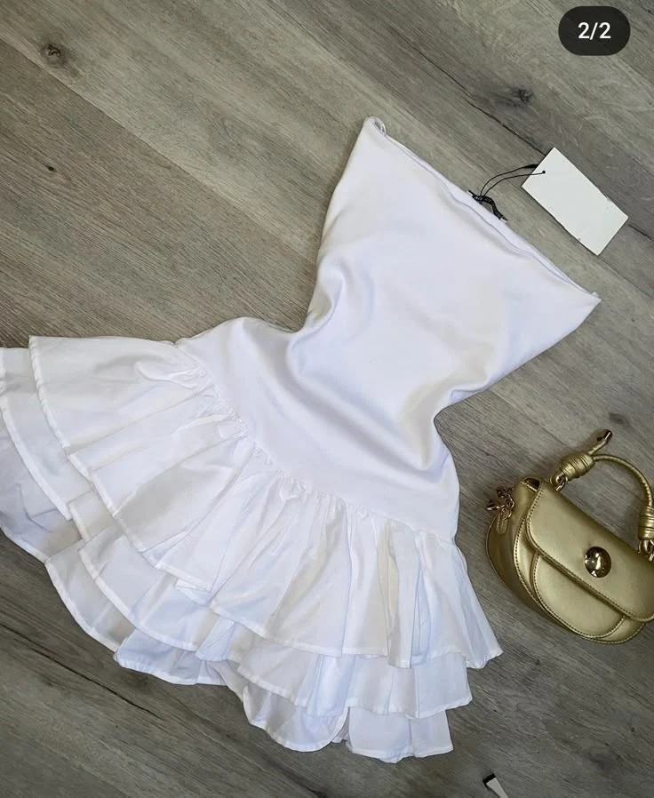 Simple Ball Gown Strapless White Homecoming Dress Summer Hoco Dresses Cocktail Dress DP1852 - Deanwangkt