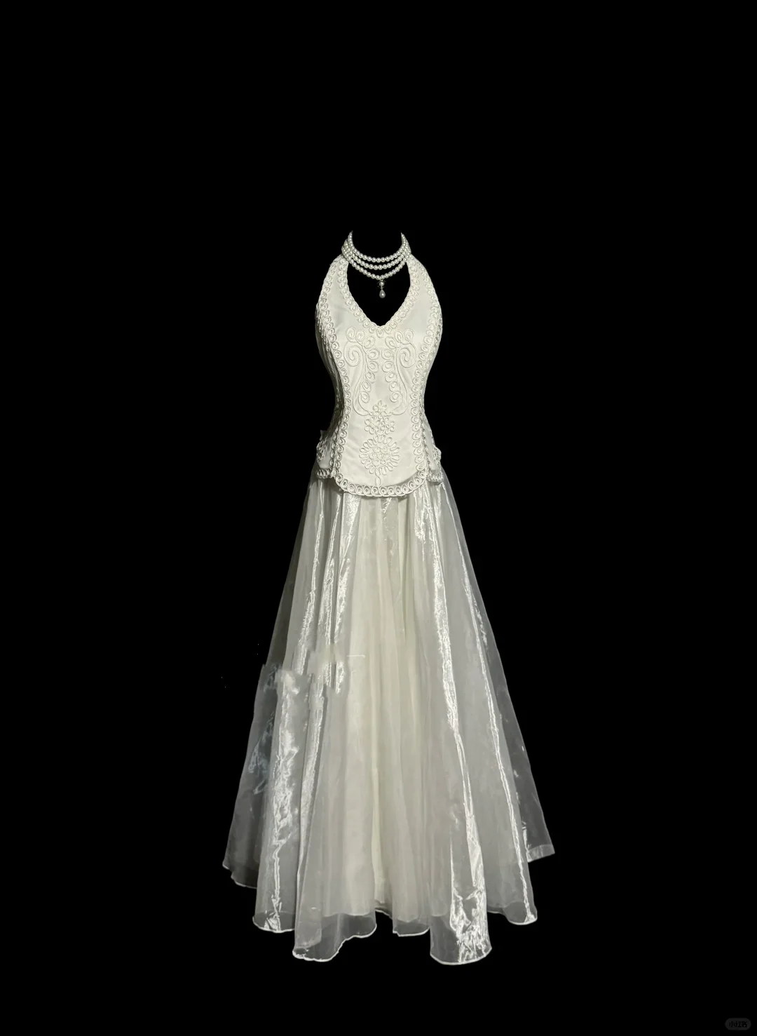 Vintage Bridal Gown 1960s Ball Gown Halter White Sleeveless Lace Long Wedding Dresses Elegant Bridal Gowns W840 - Deanwangkt