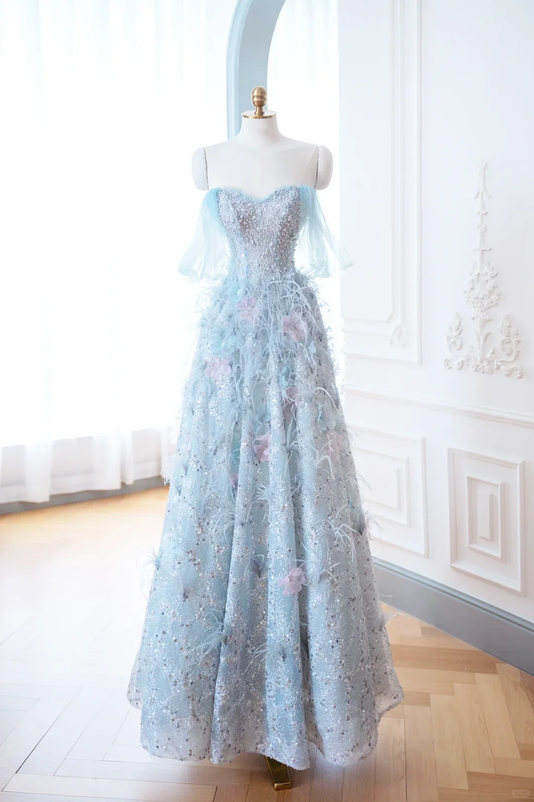 Elegant Glamour Ball Gown Sweetheart Sequin Blue Prom Dress Party Dress Evening Dresses DP903 - Deanwangkt