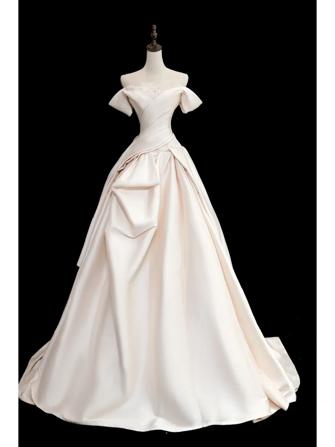 Timeless Bridal Gown Ball Gown Off The Shoulder Satin Long Light Pink Wedding Dresses Elegant Bridal Gowns DH732 - Deanwangkt