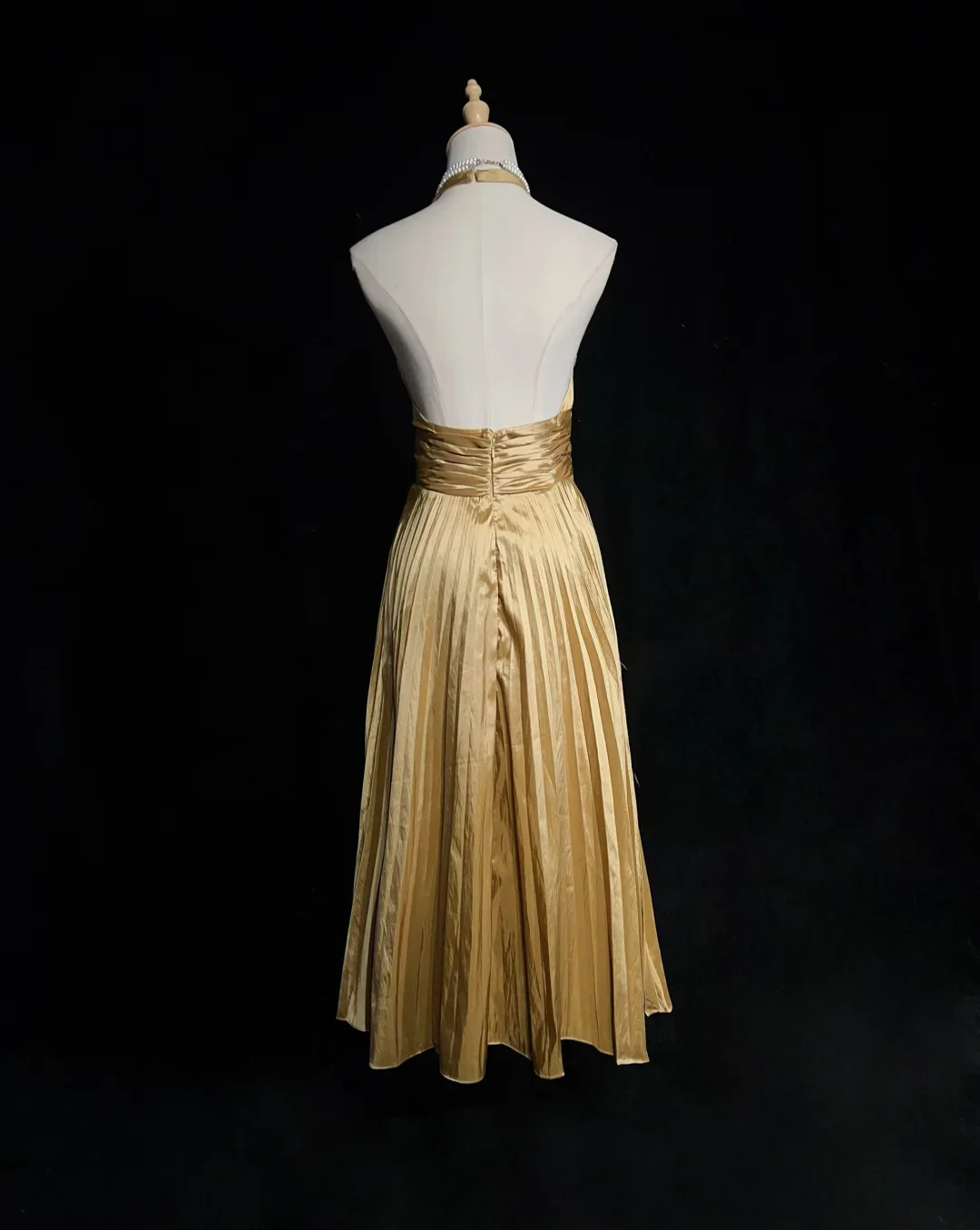 Vintage A Line Halter Gold Taffeta Tea Length Formal 8th Grade Homecoming Dresses Middle School Cocktail Dress Hoco Outfits DH1473 - Deanwangkt