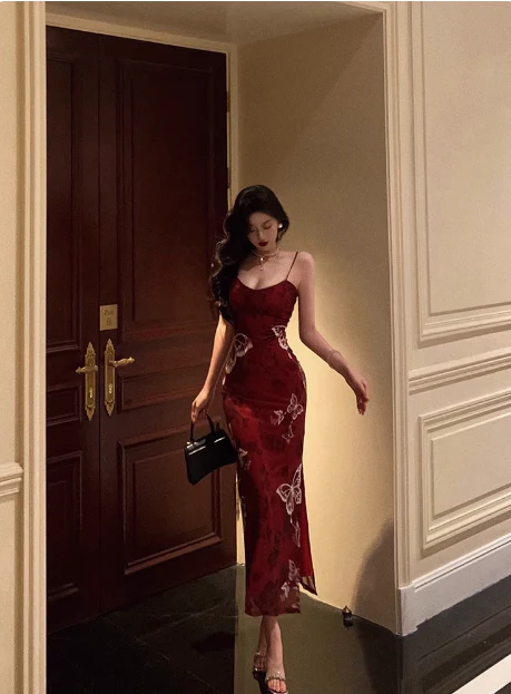 Classy Mermaid Spaghetti Straps Burgundy 18th Birthday Dress Party Gown 18th Birthday Outfits Birthday Dress Ideas For Women DP575 - Deanwangkt