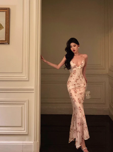 Classy Mermaid Spaghetti Straps Floral 18th Birthday Dress Party Gown 21st Birthday Outfits Birthday Dress Ideas For Women DP612 - Deanwangkt