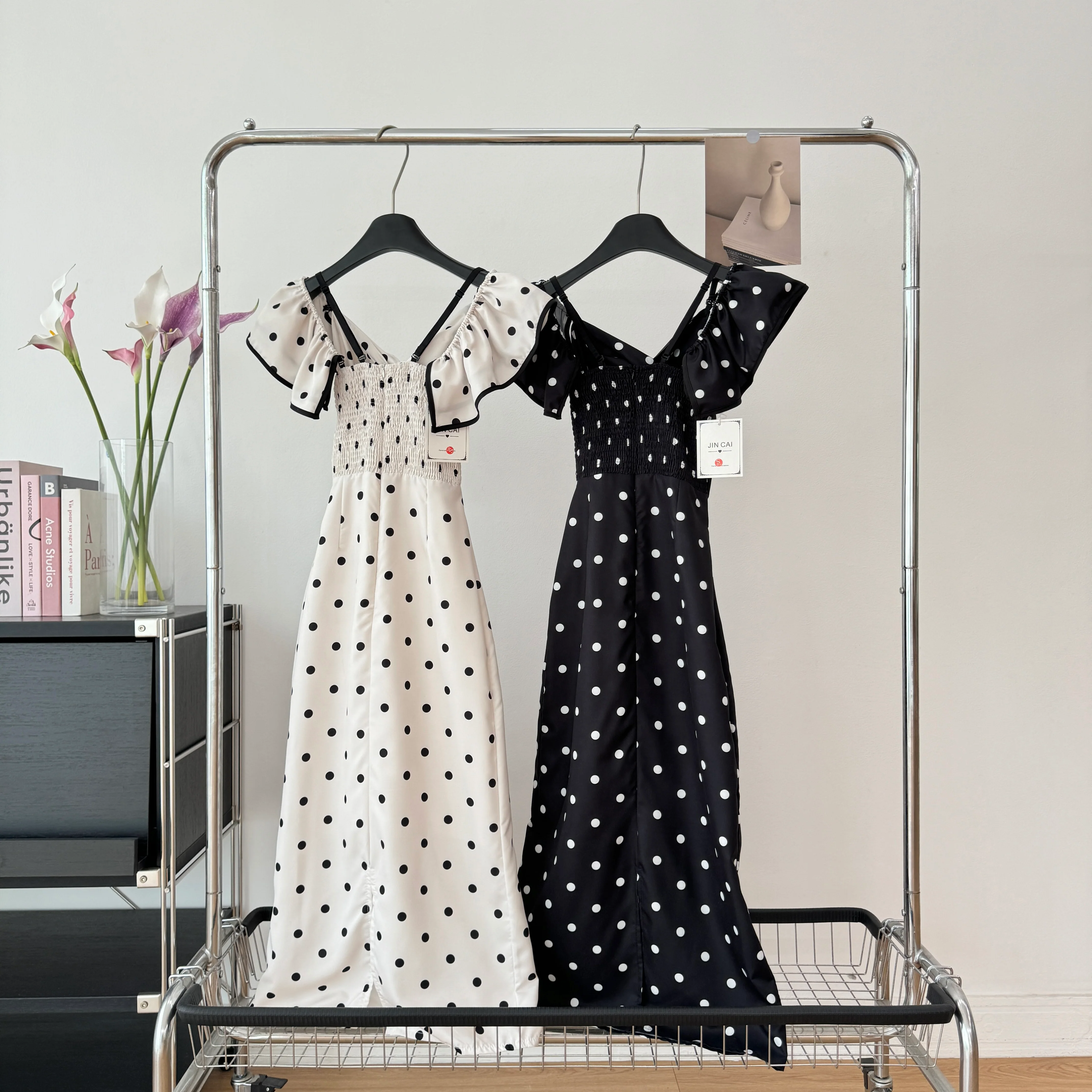 Cute A Line V Neckline Polka Dots Summer Dress Holiday Party Outfits For Women DP0104 - Deanwangkt