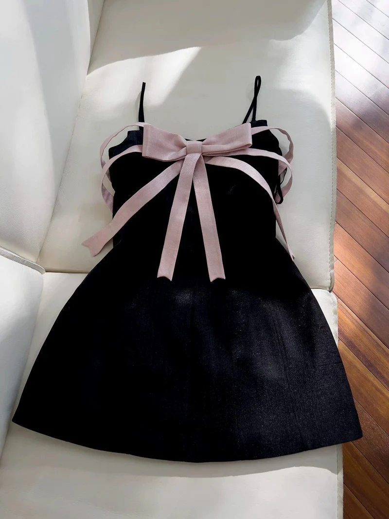 Trendy A line Spaghetti Straps Little Black Dress Formal Short 8th Grade Homecoming Dress Summer Middle School Hoco Dresses Cocktail Dress Birthday Outfits W955 - Deanwangkt