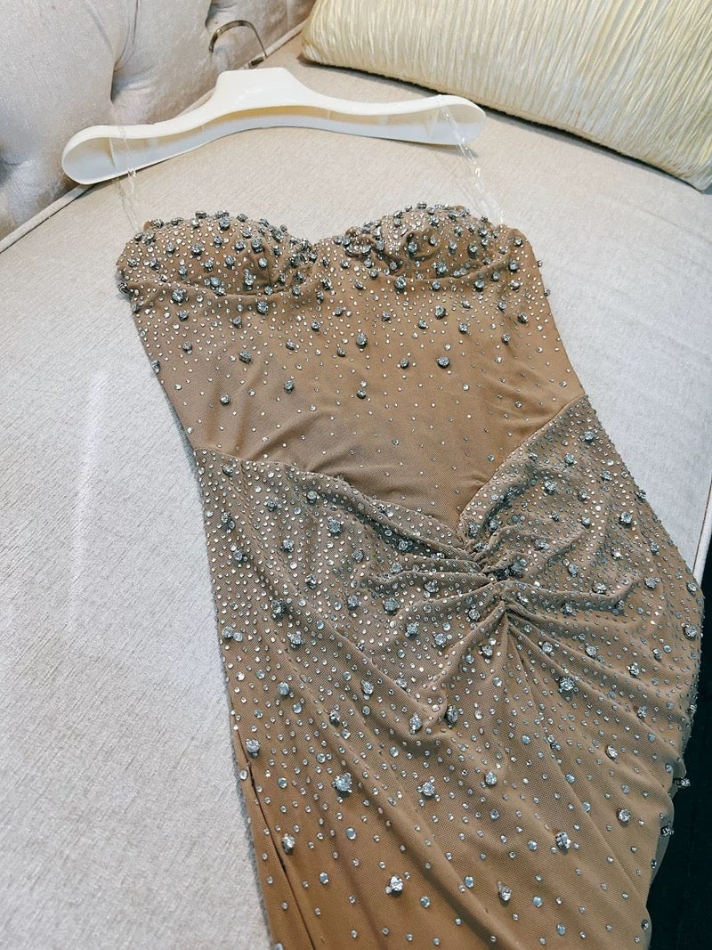 Elegant Mermaid Sweetheart Champagne Sleeveless Long Evening Party Gowns Evening Formal Dresses Prom Dress W905 - Deanwangkt