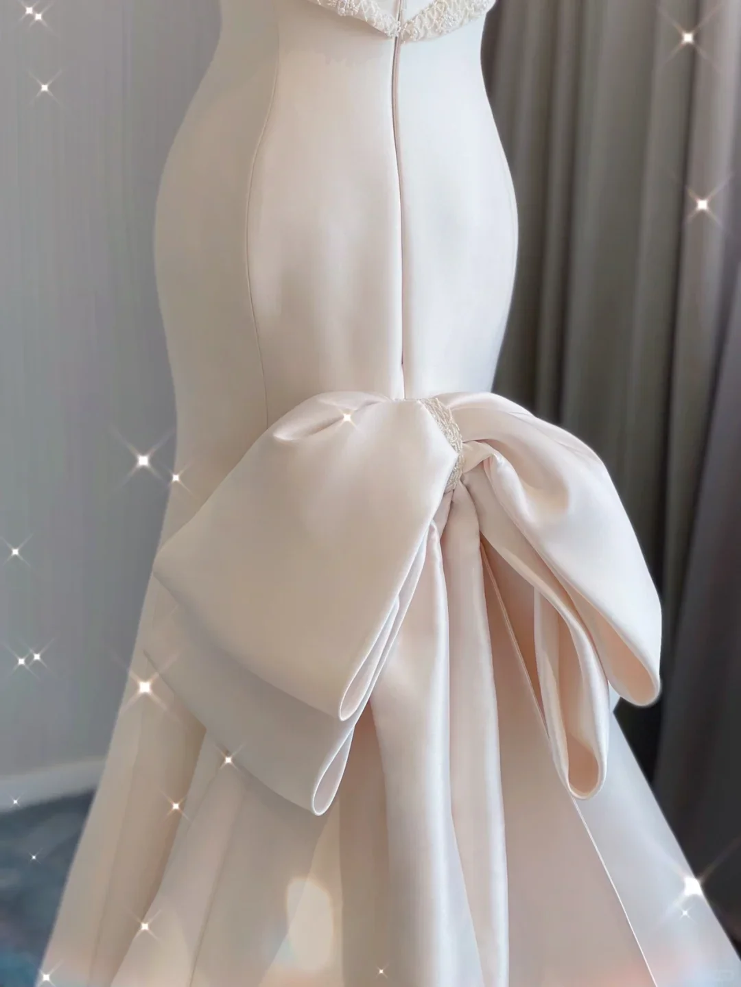 Simple Mermaid Strapless Neckline Long Satin Pink Wedding Dresses Brides Dress DP360 - Deanwangkt