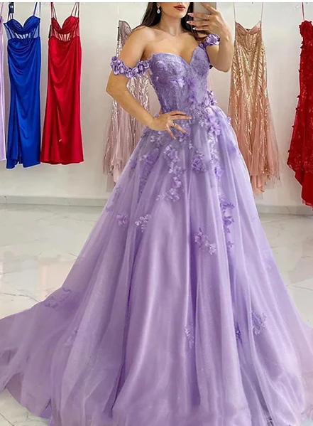 Sexy A-Line Prom Dresses Elegant Dress Formal Sweep/Brush Train Sleeveless Sweetheart Tulle with Pleats Sequin Appliques DP305 - Deanwangkt