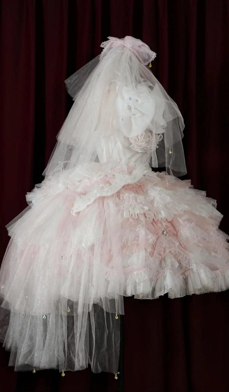 Cute Square Neck Ball Gown Tulle Short Sleeve Birthday Dress Pink Lolita Dress DP3015 - Deanwangkt