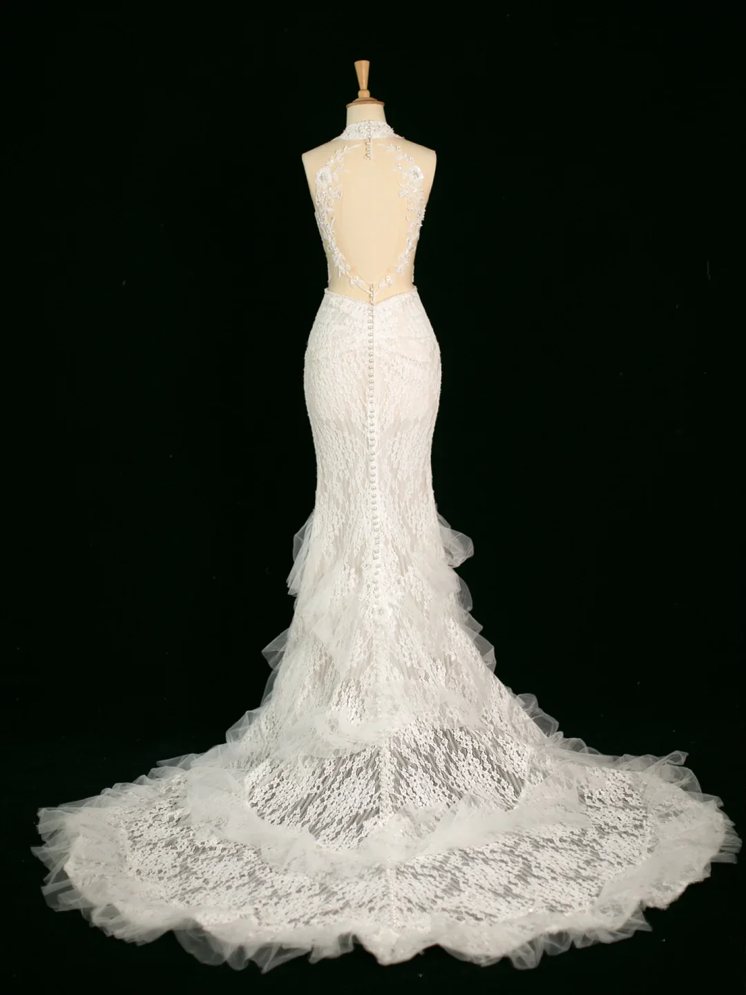 Pretty Wedding Dress Mermaid V Neck Sleeveless Lace Long Vintage Wedding Dresses Bridal Gowns Brides Gown DH391 - Deanwangkt