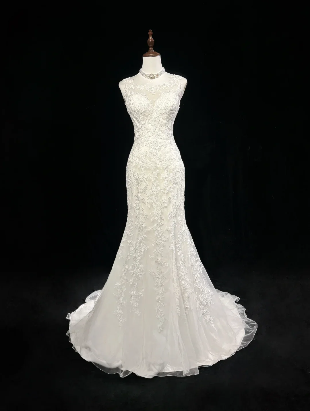 Vintage Wedding Dress 1950s 1940s Mermaid Scoop Lace White Long Wedding Dresses Bridal Gowns Brides Gown DH545 - Deanwangkt