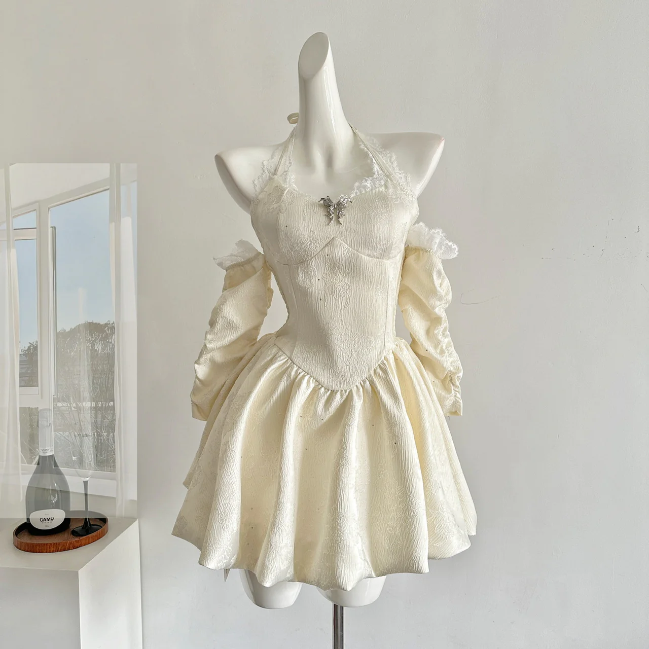 Cute A Line Halter Ivory Lace Summer Dress Holiday Party Outfits For Women DP0096 - Deanwangkt