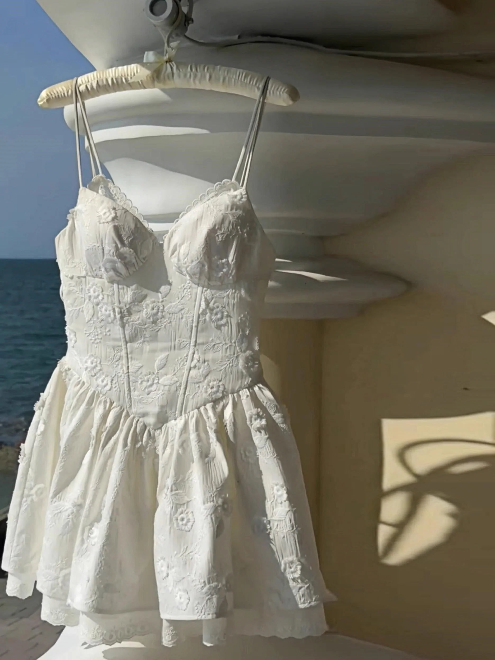 Simple A Line Spaghetti Straps White Lace Short Formal Homecoming Dresses Party Graduation Dress Dance Hoco Dresses DH2771 - Deanwangkt