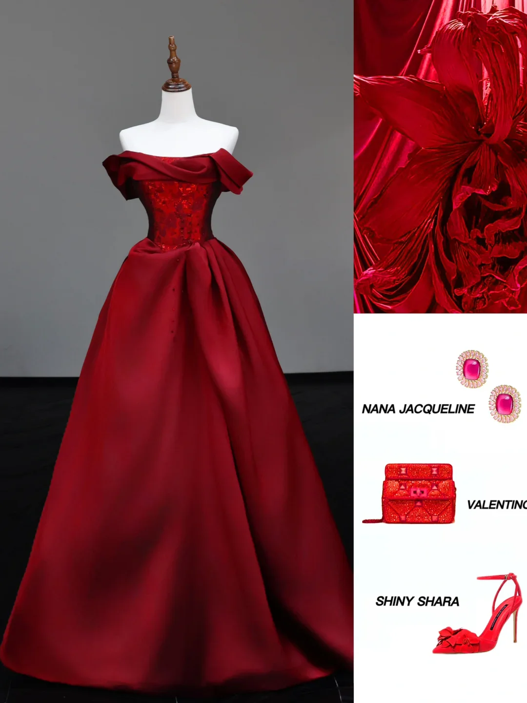 Gorgeous Ball Gown Off The Shoulder Burgundy Satin Long Prom Dresses Graduation Dresses DP716 - Deanwangkt