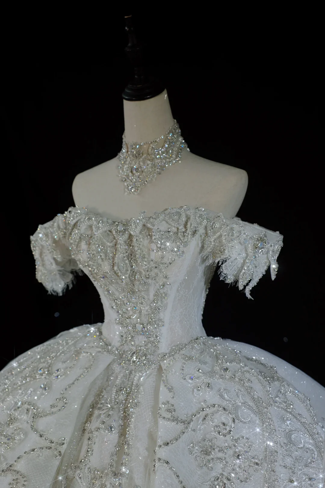 Timeless Bridal Gown Ball Gown Off The Shoulder Sequin Long Wedding Dresses Elegant Brides Gowns DH735 - Deanwangkt