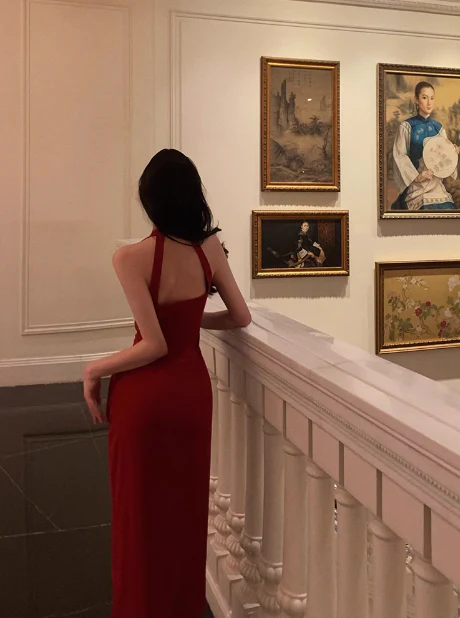 Elegant Glamour Mermaid Halter Red Prom Dress Party Dress Evening Dresses DP1640 - Deanwangkt