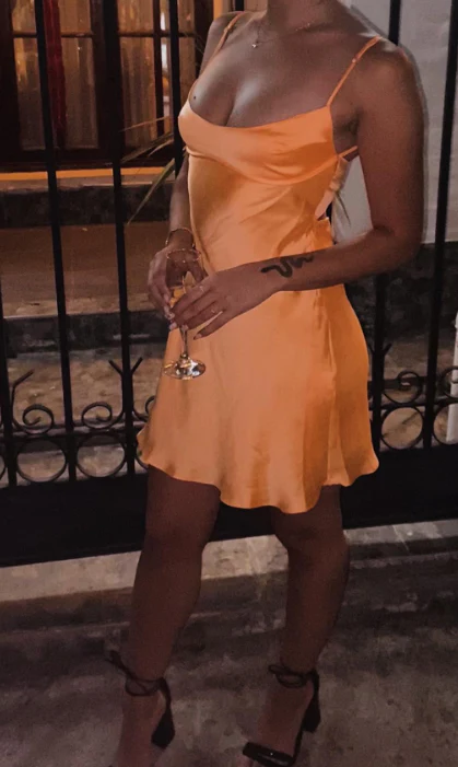 Simple Sheath Straps Orange Short Homecoming Dress Summer Hoco Dresses Cocktail Dress Birthday Outfits DP2099 - Deanwangkt