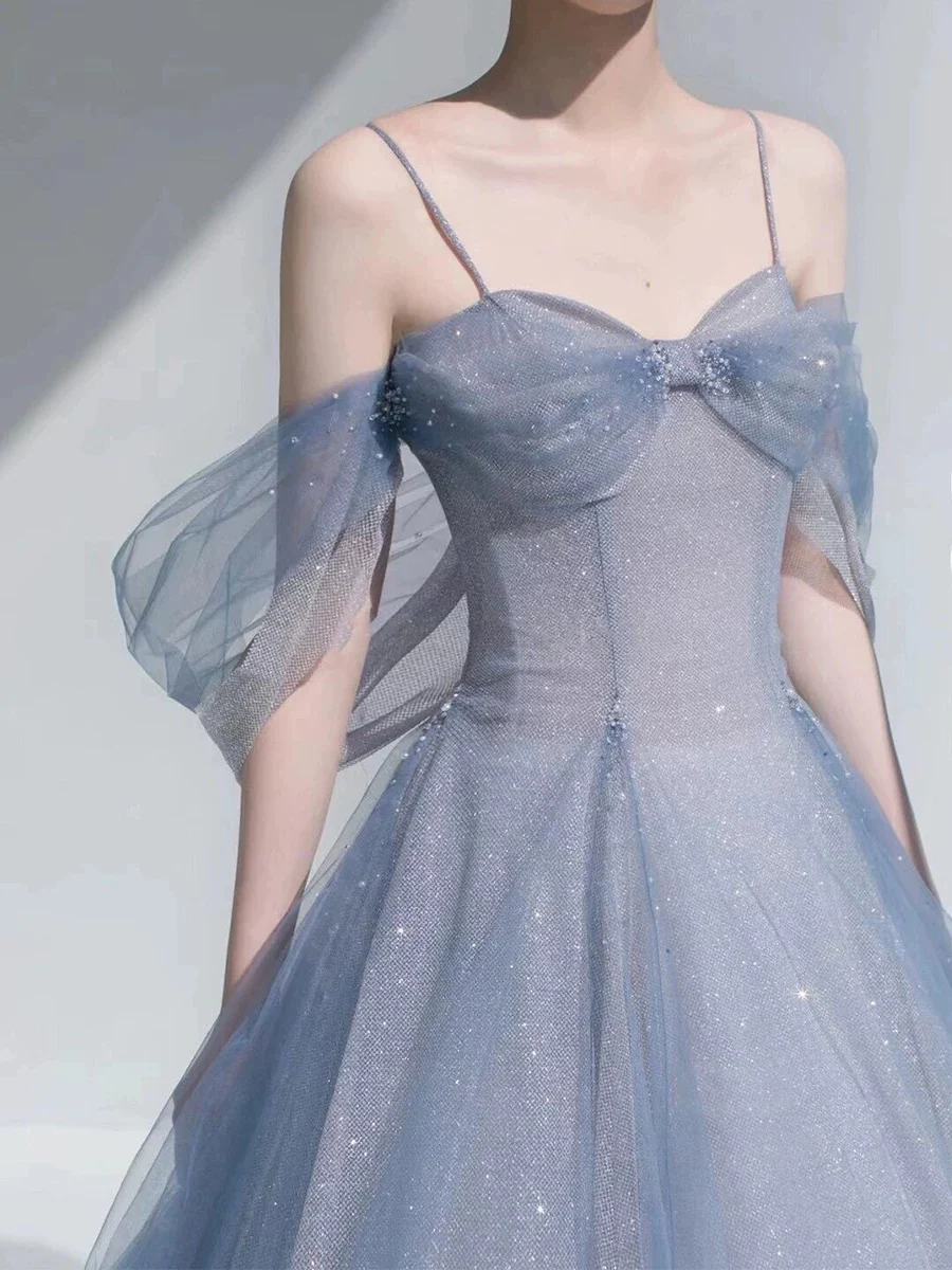 Classy Ball Gown Spaghetti Straps Sequin Evening Dress Long Prom Dresses H2878 - Deanwangkt